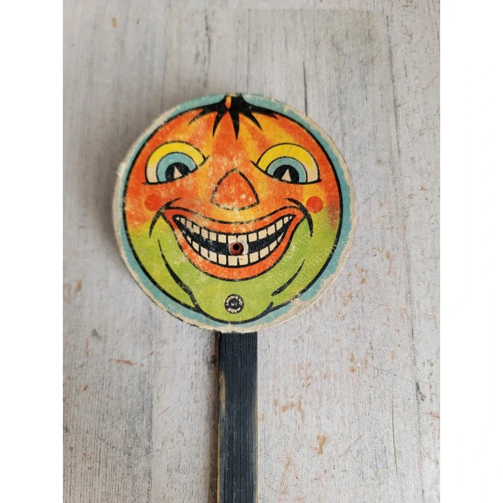 Vintage Halloween noise maker pumpkin stick jack O'Lantern unique